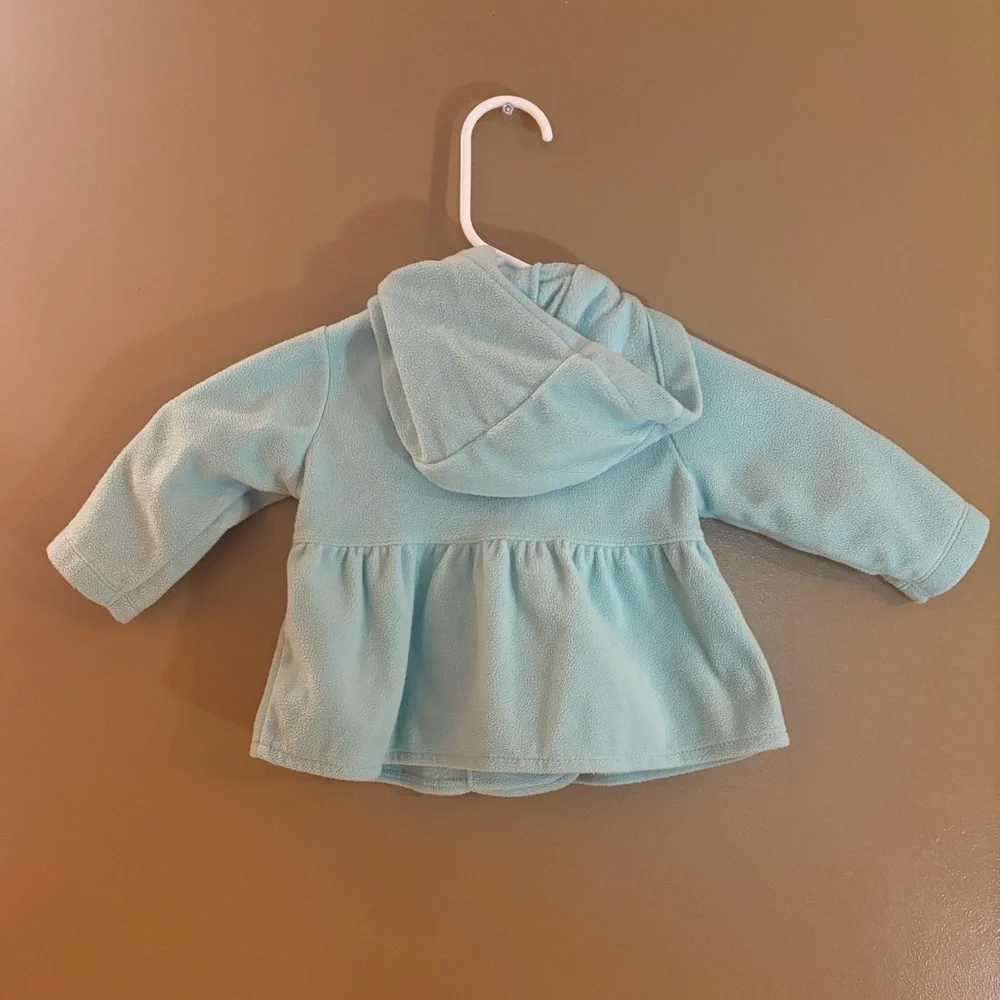 Kids Light Mint Blue Hooded Soft Jacket 6 Months